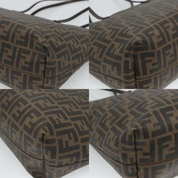 FENDI Zucca Canvas Tote Bag Pvc Black Brown - Picture 10 of 12